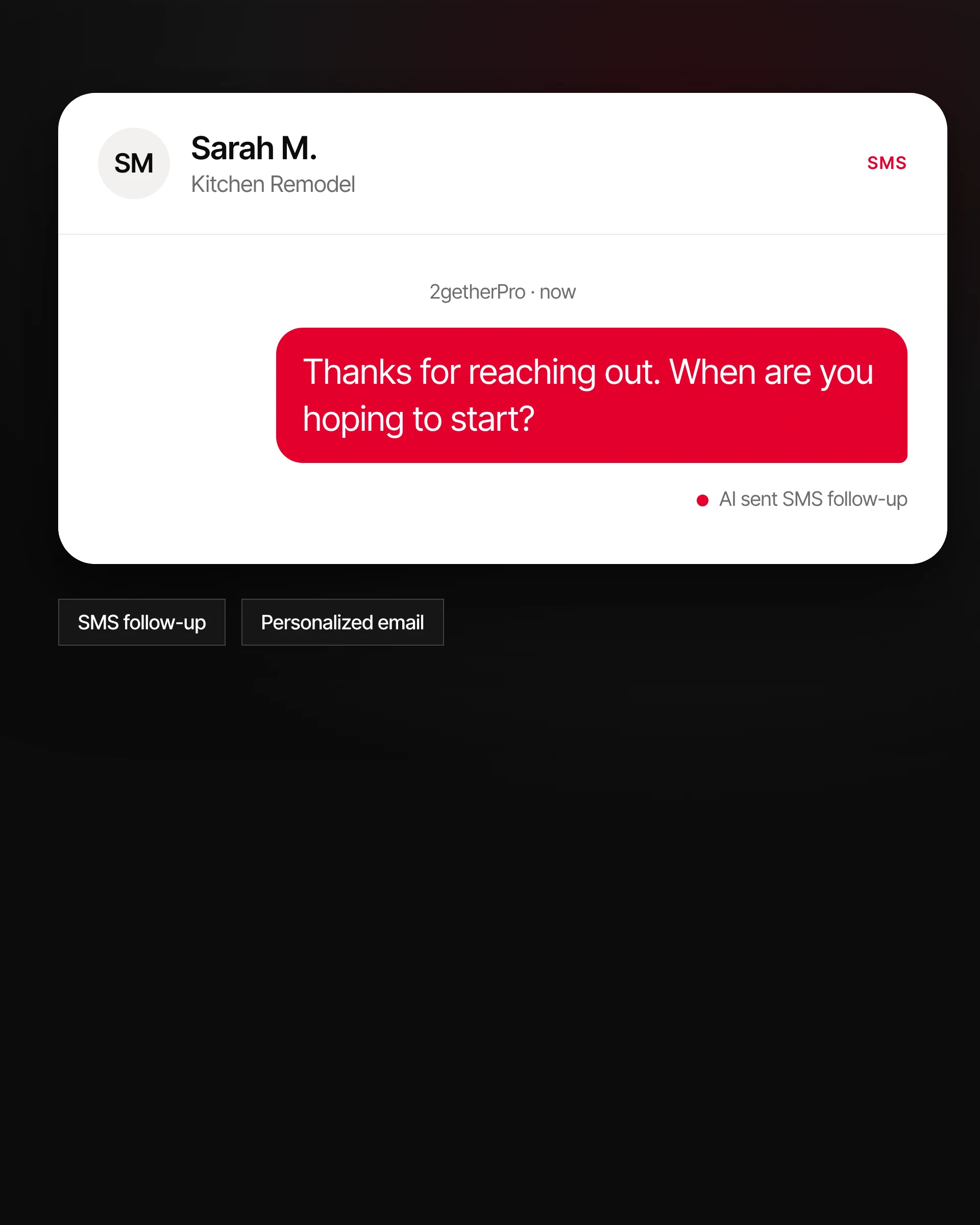 Text follow-up: Thanks for reaching out. When are you hoping to start?